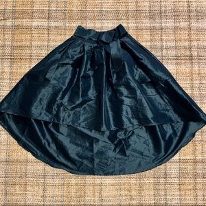 High low emerald green taffeta skirt